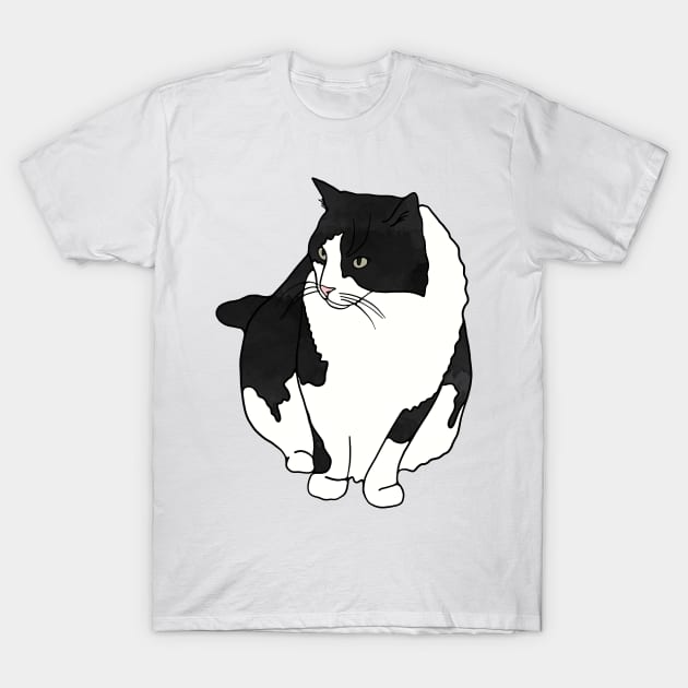 Black and White Cat T-Shirt by murialbezanson